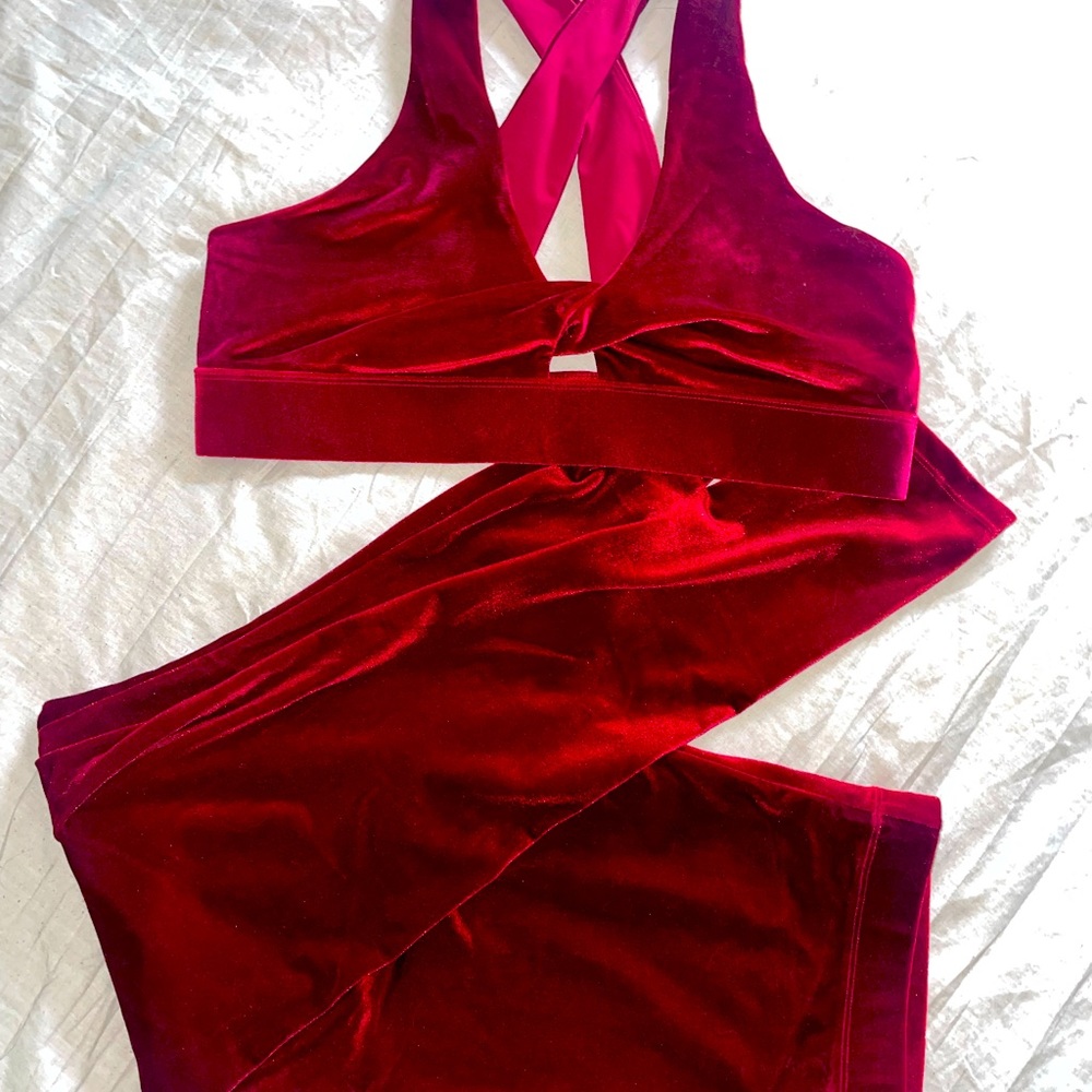 fabletics red velvet set